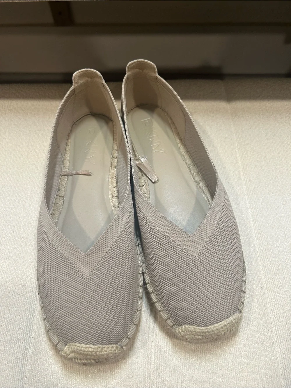 DKNY Taupe Knit Slip-On Espadrille Flats